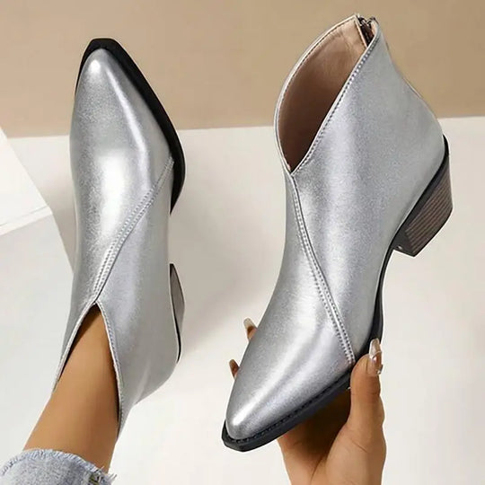Heidi-Mode | Stiefeletten Zum Hineinschlüpfen, Stiefel Mit Spitzer Spitze Und Plateauabsatz