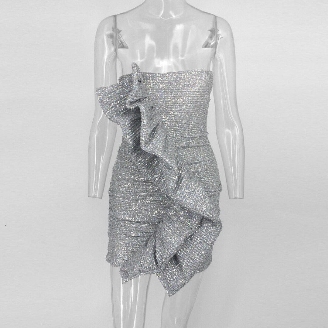 Heidi-Mode | Body Rüsche Pailletten Strapless Mini Kleider