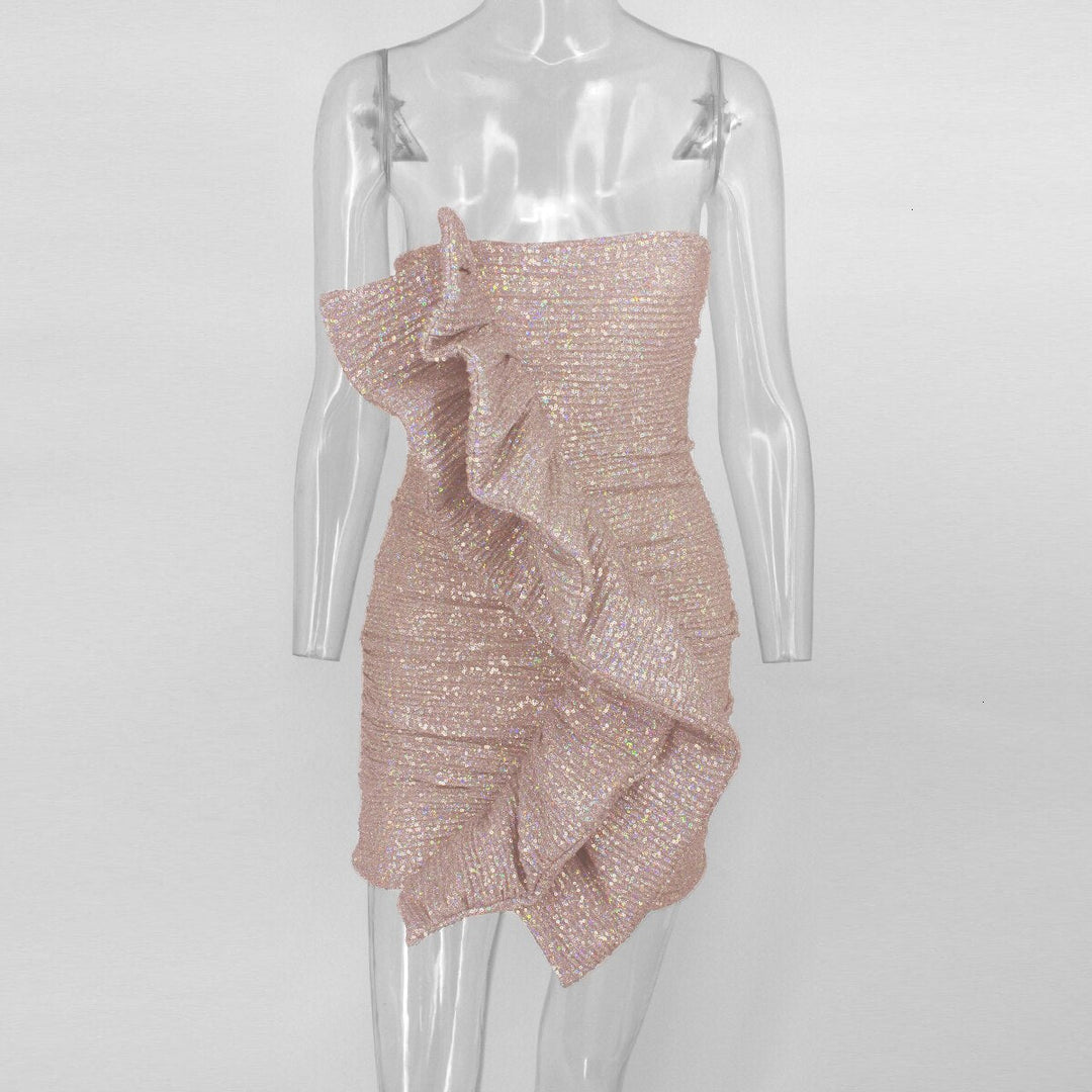 Heidi-Mode | Body Rüsche Pailletten Strapless Mini Kleider
