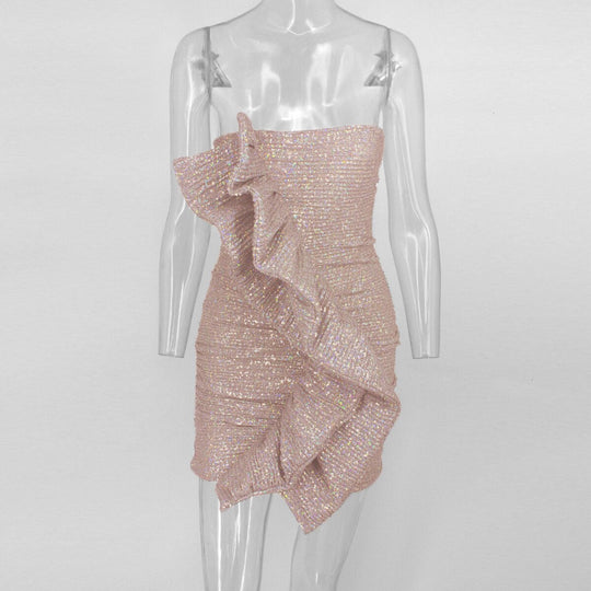 Heidi-Mode | Body Rüsche Pailletten Strapless Mini Kleider