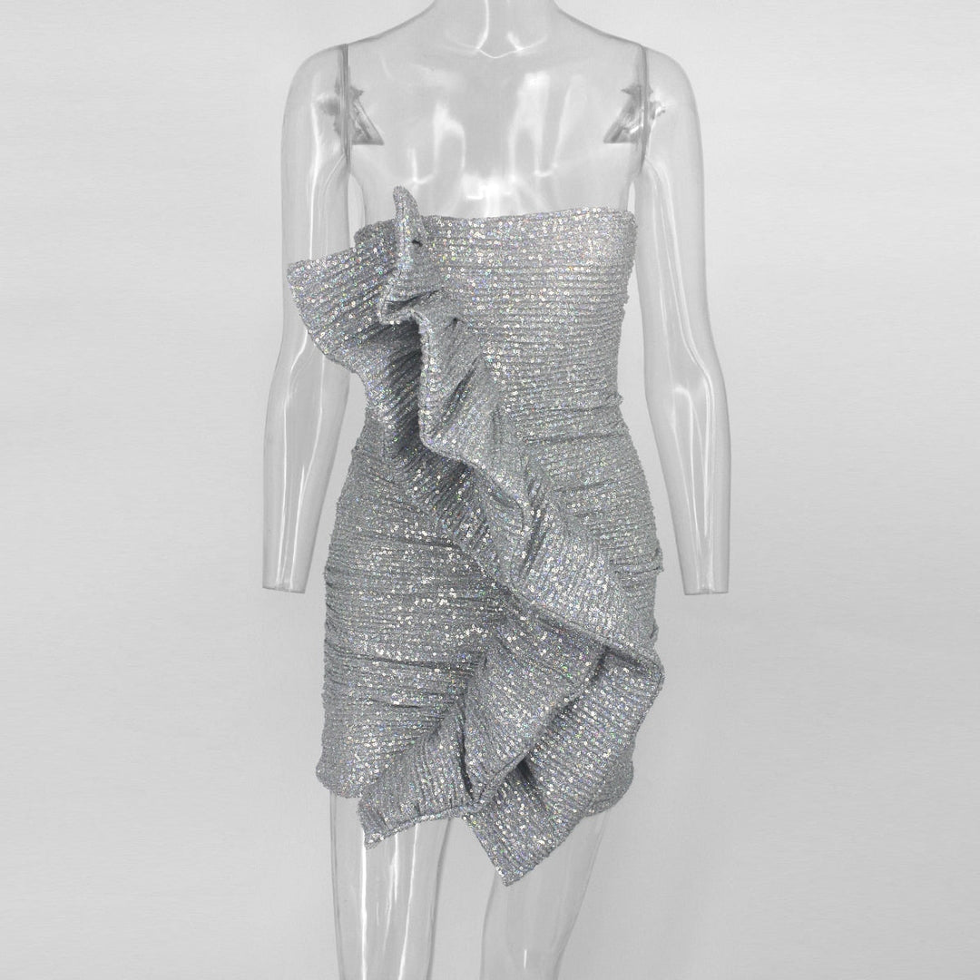 Heidi-Mode | Body Rüsche Pailletten Strapless Mini Kleider