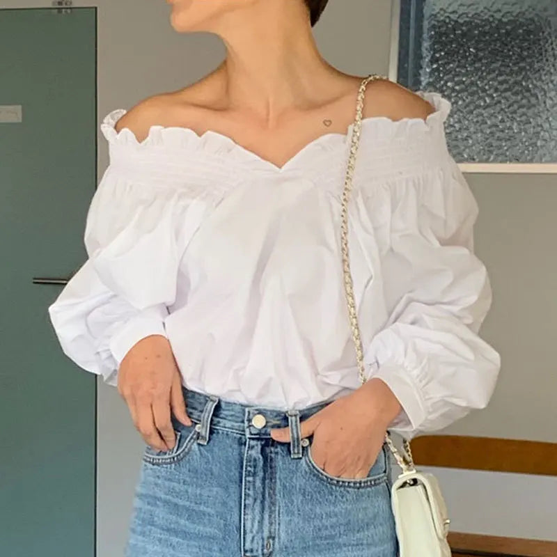 met lange mouwen en sexy off-the-shoulder design