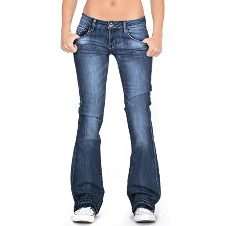 Heidi-Mode | Damen Low Rise Flared Jeans: Lässige Vintage Skinny Bell Bottom Jeans