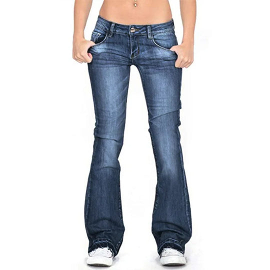 Heidi-Mode | Damen Low Rise Flared Jeans: Lässige Vintage Skinny Bell Bottom Jeans