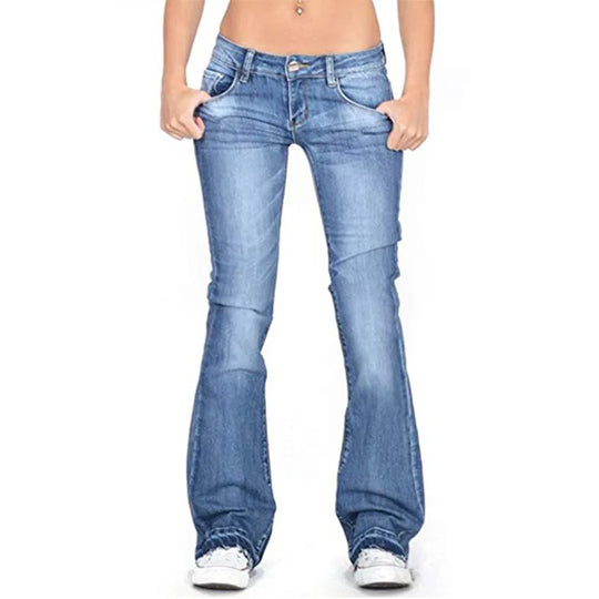 Heidi-Mode | Damen Low Rise Flared Jeans: Lässige Vintage Skinny Bell Bottom Jeans