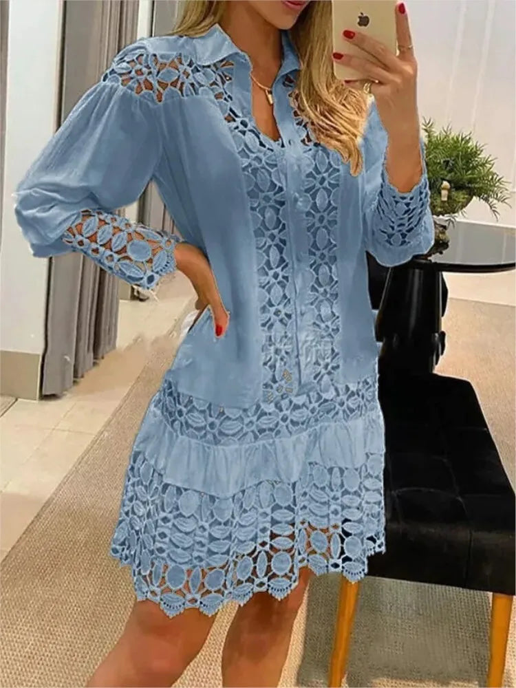 Elegantes Spitzenkleid mit langen Ärmeln für Frauen