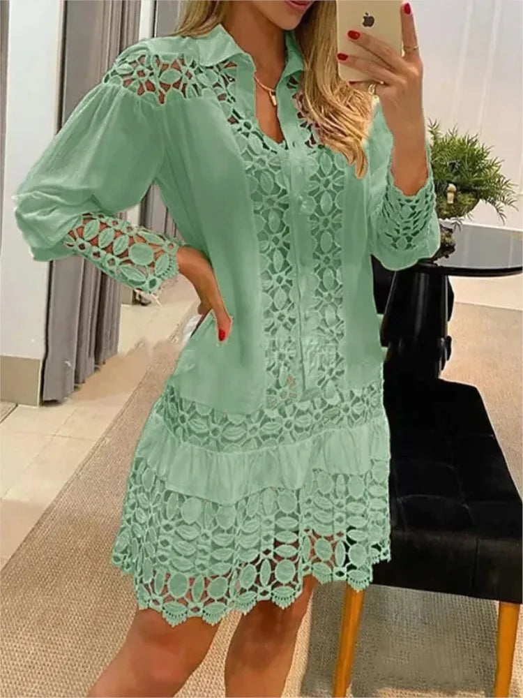 Elegantes Spitzenkleid mit langen Ärmeln für Frauen