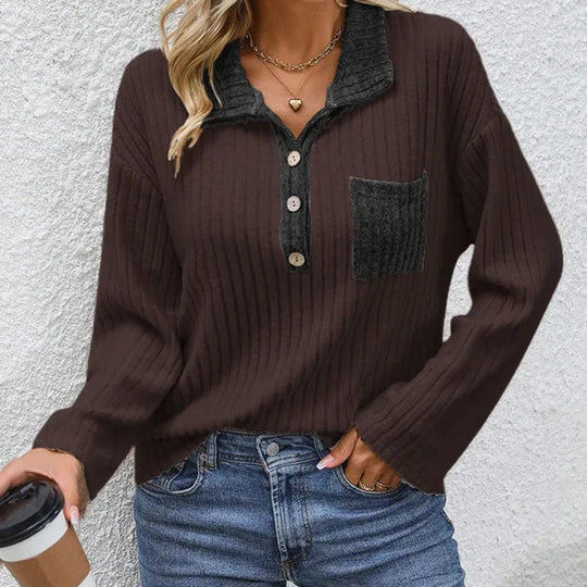 Heidi-Mode | Trendy Damen Strickpullover mit Tasche