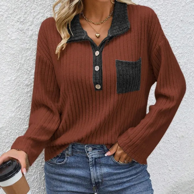 Heidi-Mode | Trendy Damen Strickpullover mit Tasche
