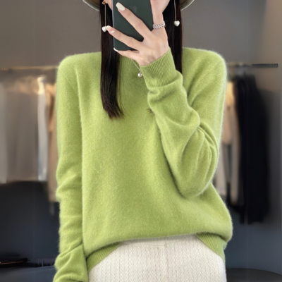 Heidi-Mode | Bequemer Blauer Kaschmirpullover mit Rundhalsausschnitt aus Wolle