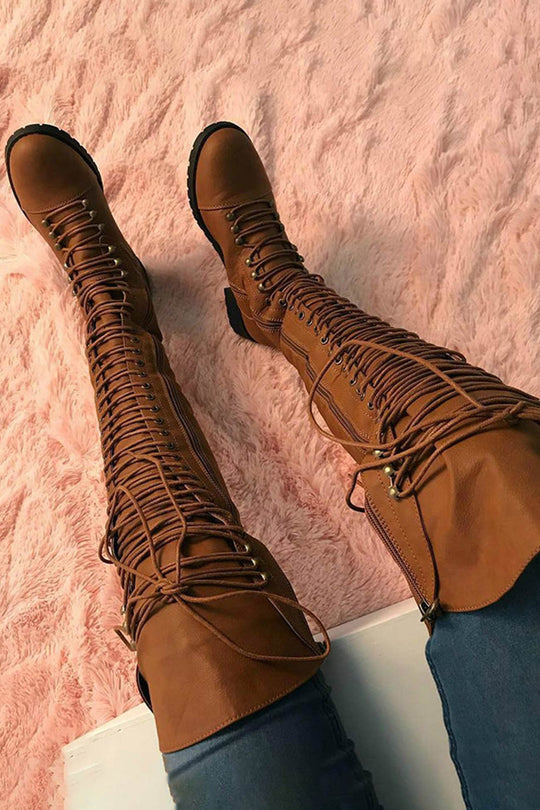 Heidi-Mode | Over-The-Knee Stiefel mit Schnürsenkeln