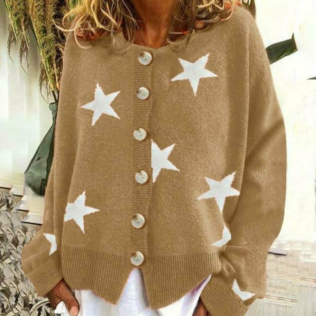 Heidi-Mode | Strick Strickjacke mit Sternen Details für Damen
