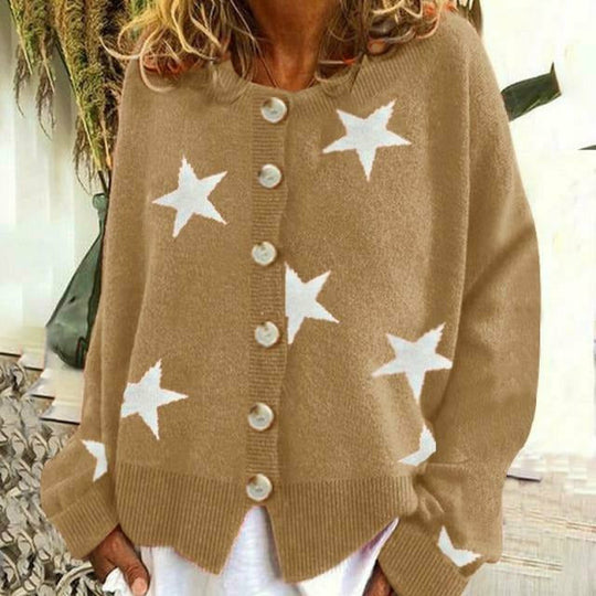 Heidi-Mode | Strick Strickjacke mit Sternen Details für Damen