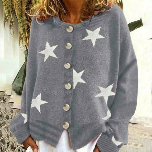 Heidi-Mode | Strick Strickjacke mit Sternen Details für Damen