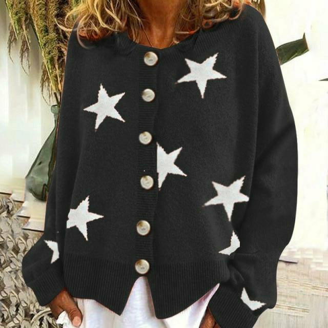 Heidi-Mode | Strick Strickjacke mit Sternen Details für Damen