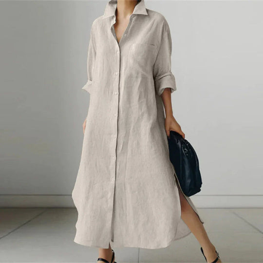 Lockeres langärmeliges Maxikleid für Damen