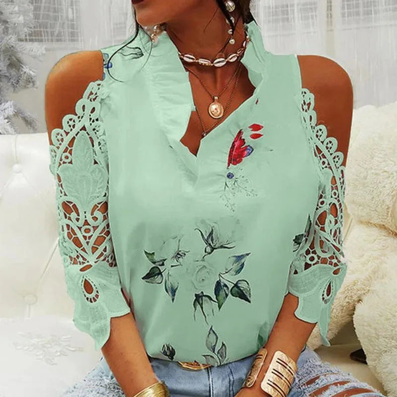 blouse met bloemenpatroon en V-halslijn