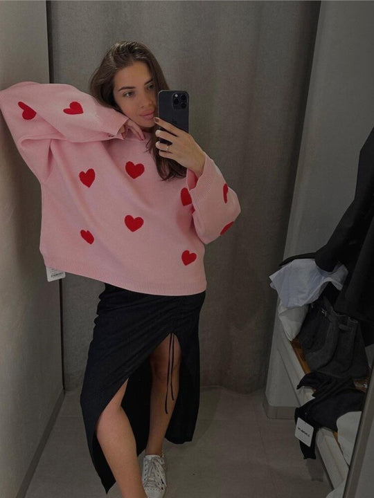 Heidi-Mode | Pullover mit gestickten Herzen