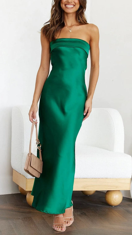 Heidi-Mode | Damen Röhren Seidenkleid Lang