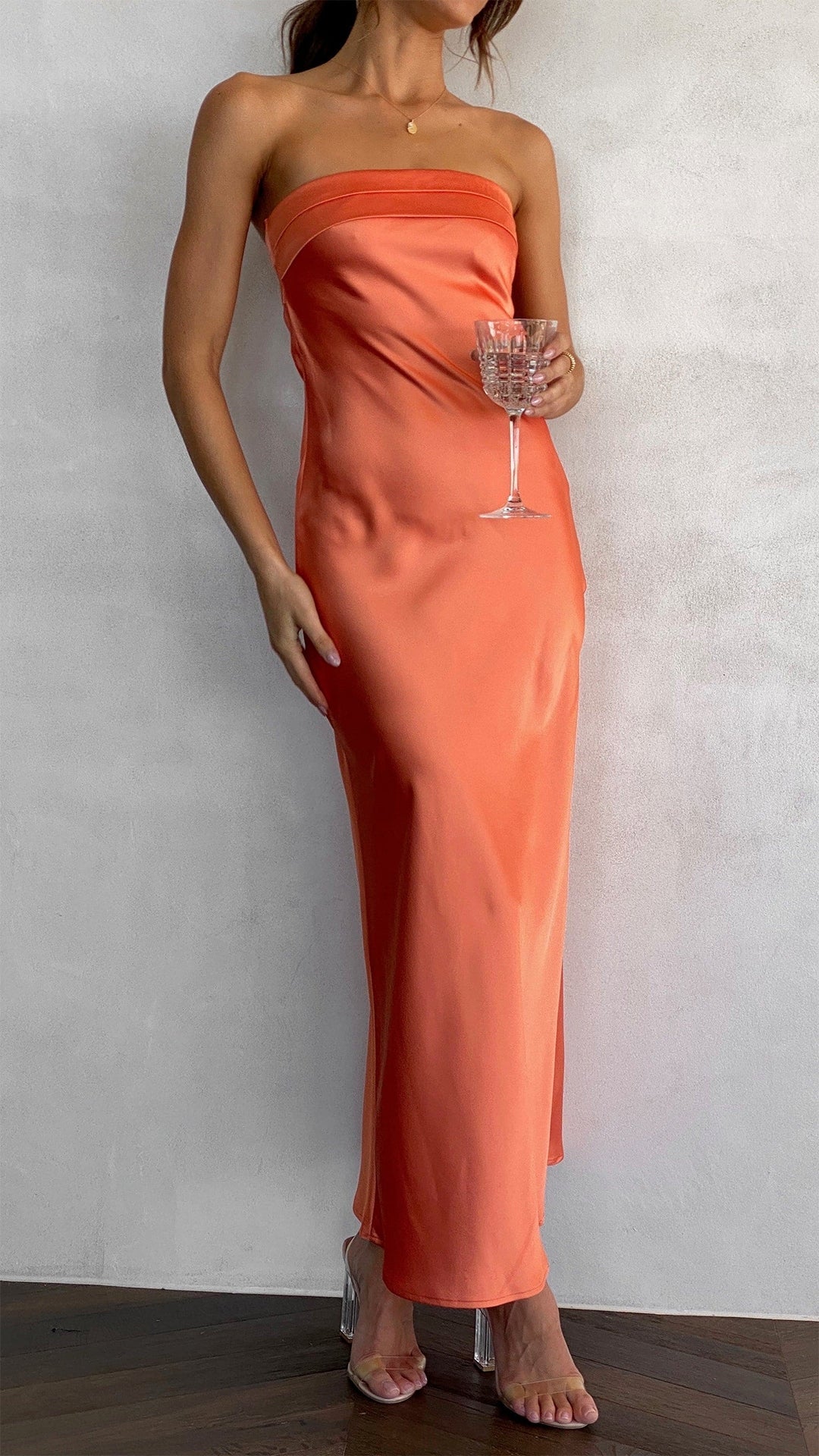 Heidi-Mode | Damen Röhren Seidenkleid Lang