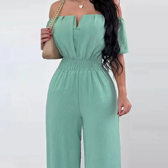 Heidi-Mode | Elegante Elastische Taille Off Shoulder Jumpsuit