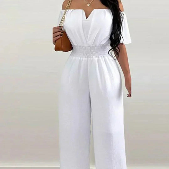 Heidi-Mode | Elegante Elastische Taille Off Shoulder Jumpsuit