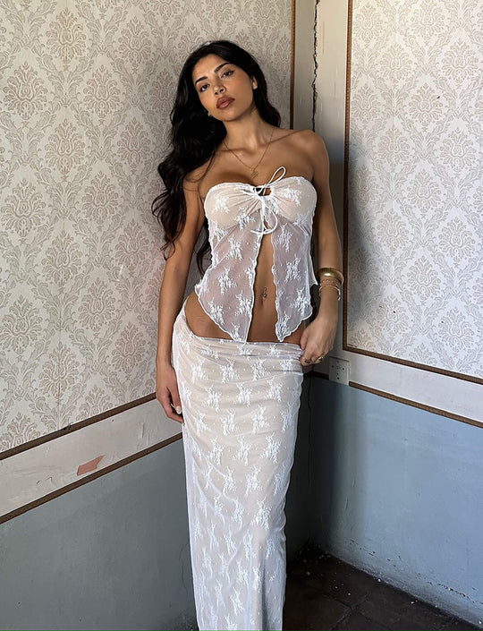 Heidi-Mode | Elegante Durchsichtige Bluse mit Rock