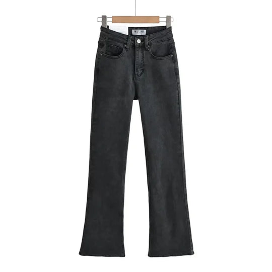 jeans met hoge taille en hartvormige franjes