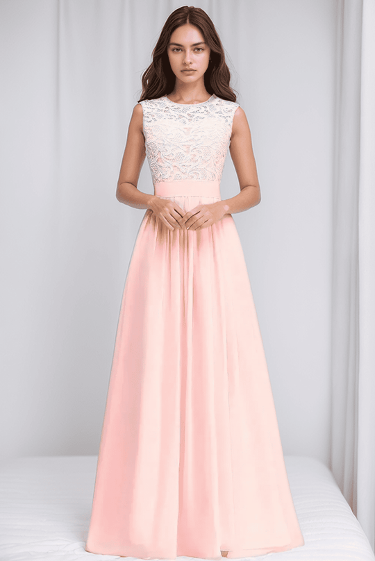Heidi-Mode | Chiffon Brautjungfernkleid mit Herz Ausschnitt, Fußlänge
