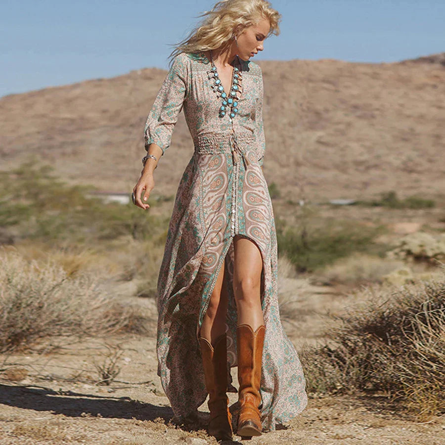 Sexy Bohemian-Print-Kleid für europäische und amerikanische Frauen