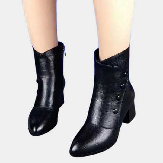 Heidi-Mode | Texturierte Ankle Boots für Damen – Stilvoll & Bequem Blockabsatz