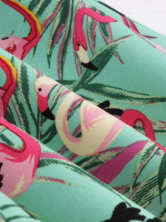 Retro-Kleid mit Flamingodruck