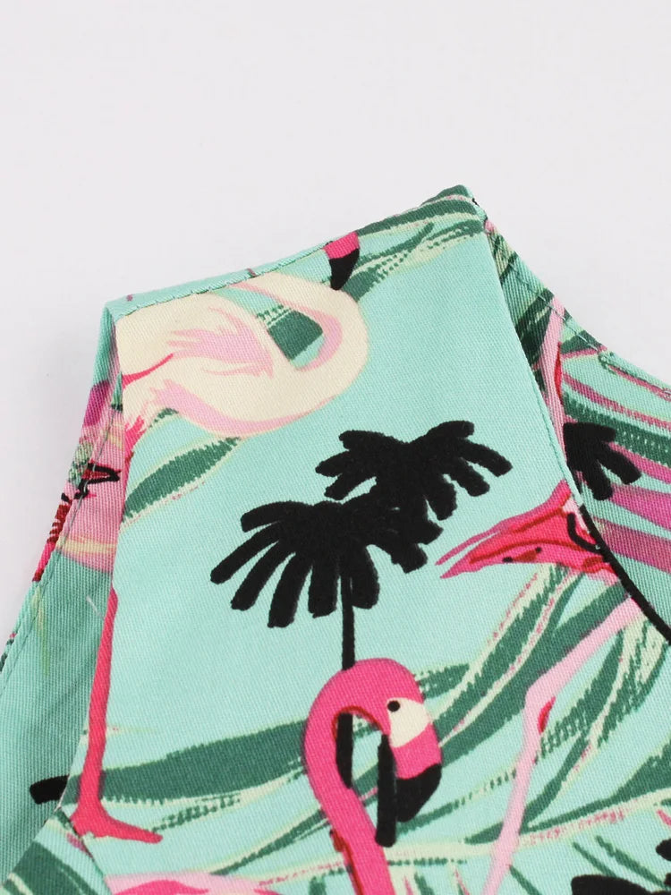 Retro-Kleid mit Flamingodruck