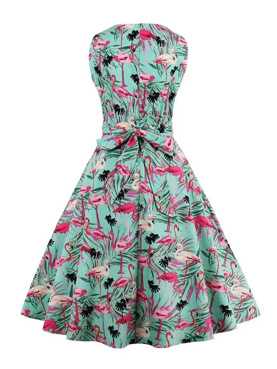 Retro-Kleid mit Flamingodruck