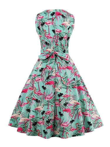Retro-Kleid mit Flamingodruck