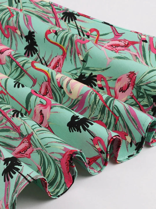 Retro-Kleid mit Flamingodruck