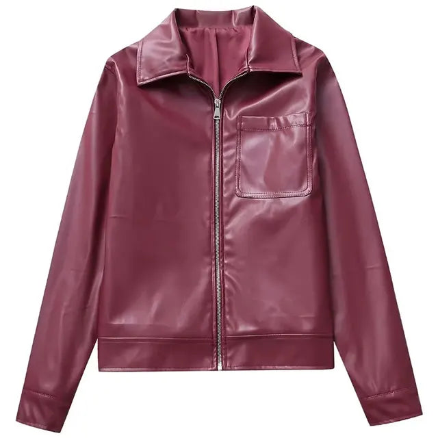 Heidi-Mode | Modische Lederjacke Mit Reißverschluss Und Brusttasche