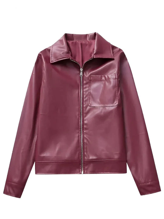 Heidi-Mode | Modische Lederjacke Mit Reißverschluss Und Brusttasche
