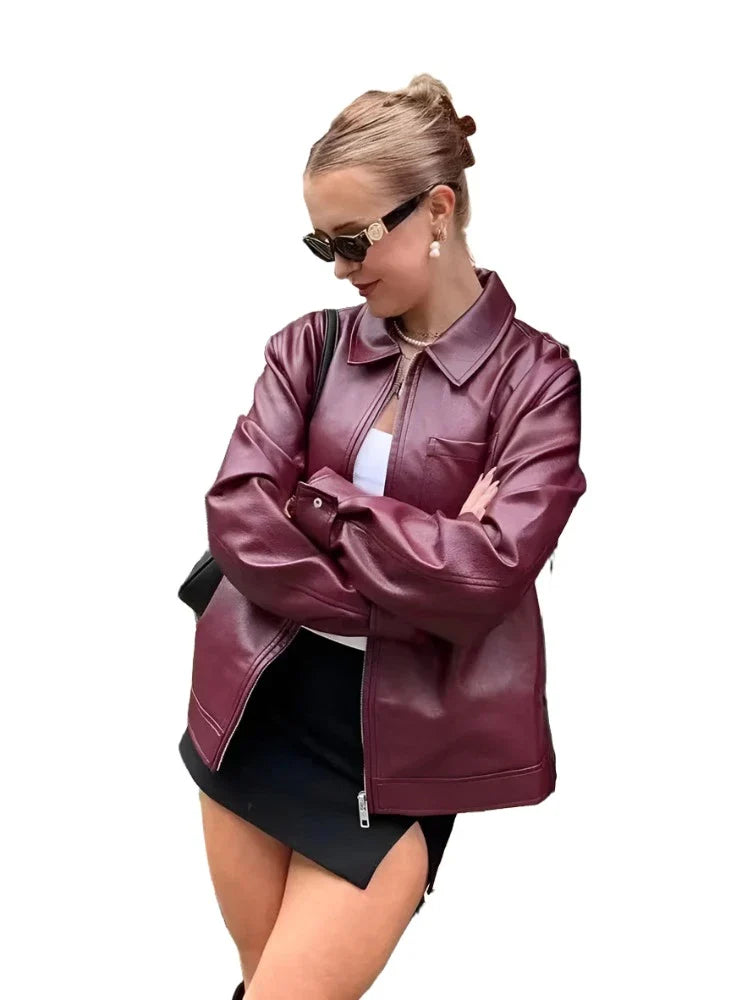 Heidi-Mode | Modische Lederjacke Mit Reißverschluss Und Brusttasche