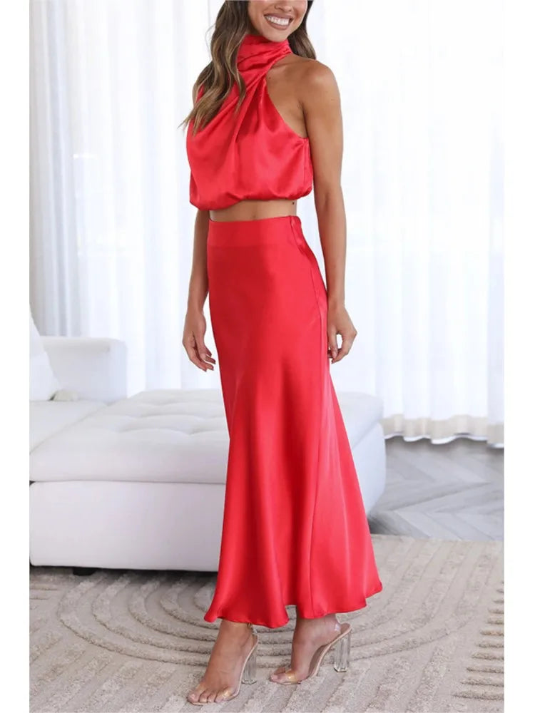 Heidi-Mode | Satin Set Elegant Formal Stil Hohe Qualität