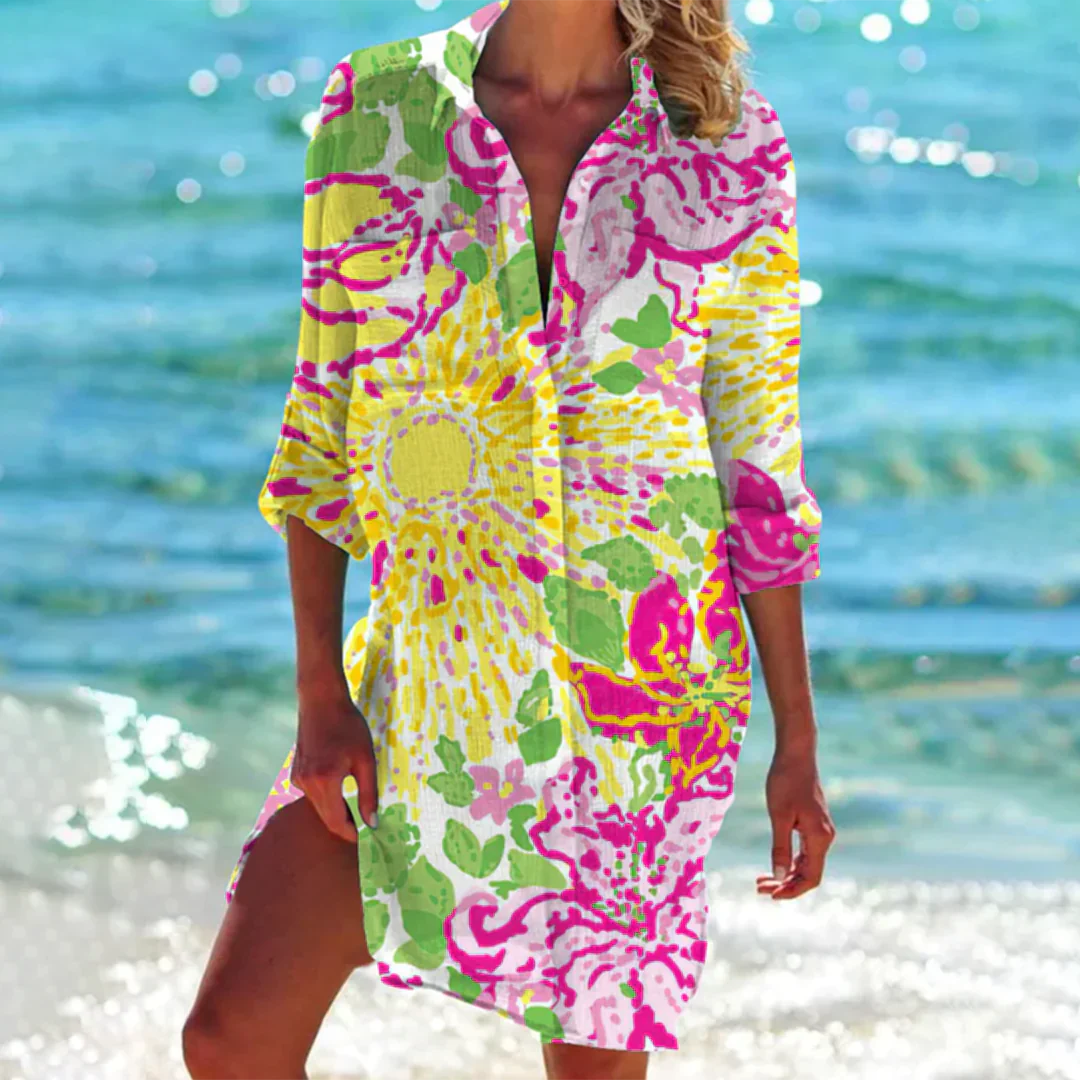 Heidi-Mode | Tie Dye Kleid mit Knopfverschluss