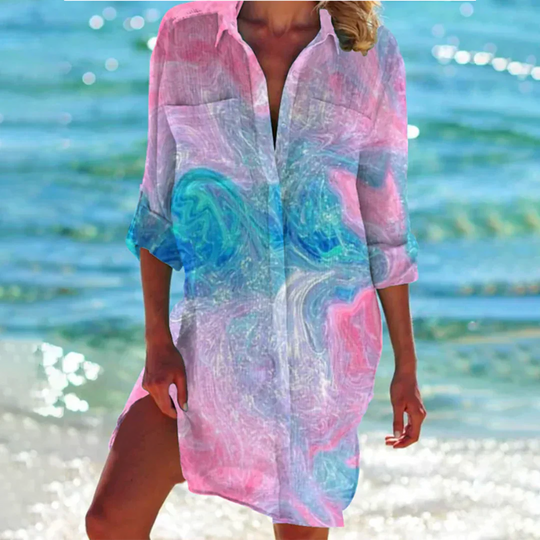 Heidi-Mode | Tie Dye Kleid mit Knopfverschluss