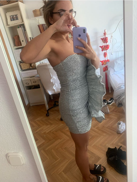 Heidi-Mode | Body Rüsche Pailletten Strapless Mini Kleider