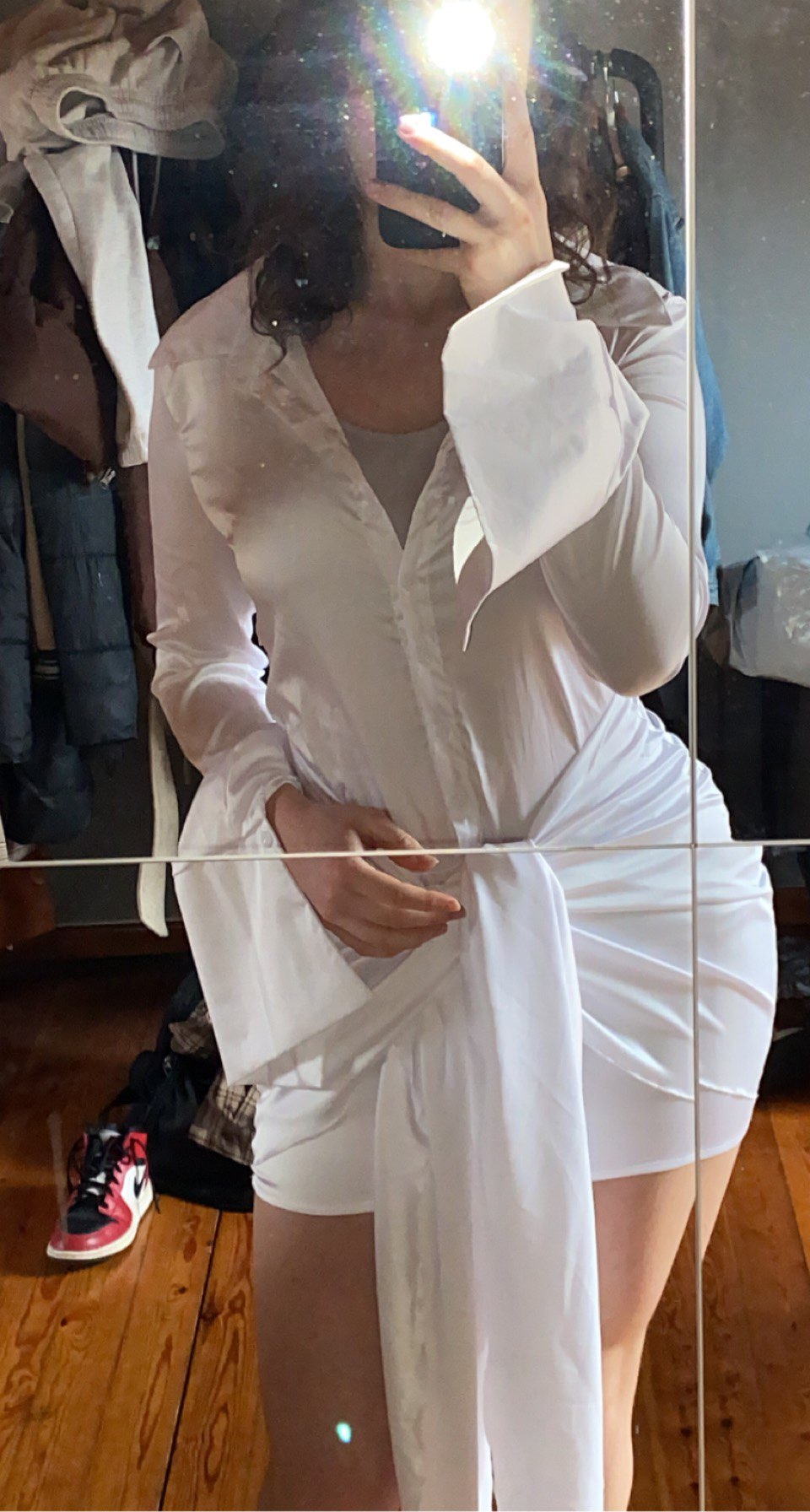 Heidi-Mode | Satin Langarm Bandage Mini Kleider