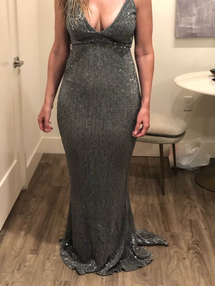 Heidi-Mode | Deep V-Pailletten Ärmellose Trompete Meerjungfrau Maxi Kleider