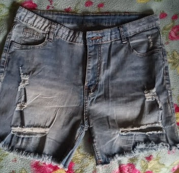 Heidi-Mode | Ripped Short Fransen Slim Jeans Shorts