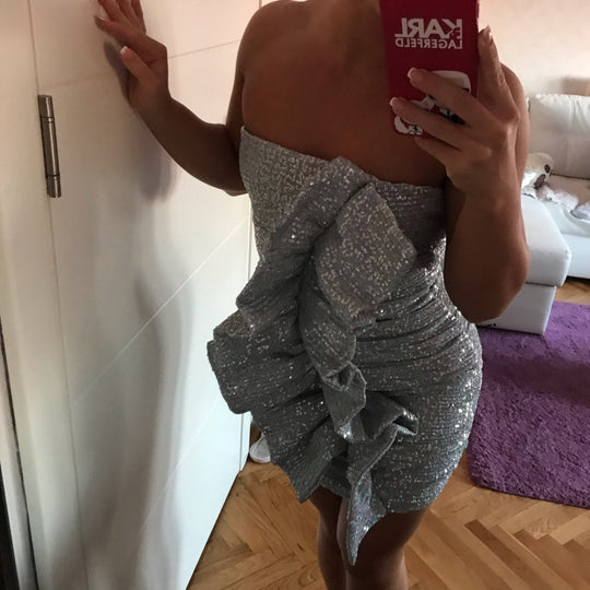 Heidi-Mode | Body Rüsche Pailletten Strapless Mini Kleider