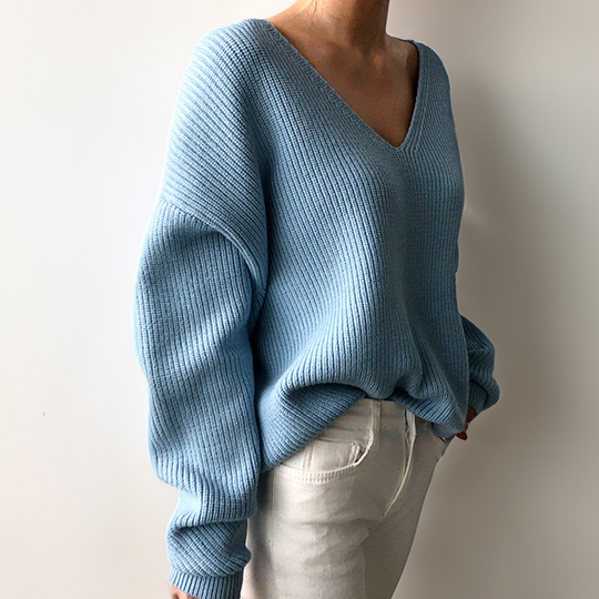 Oversized Gerippter Pullover Für Damen