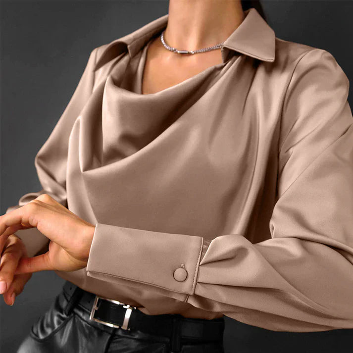 Heidi-Mode | Lange Ärmel Satin Bluse