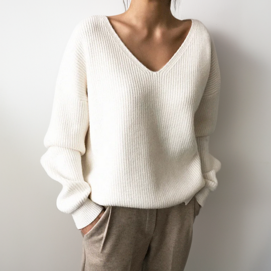 Oversized Gerippter Pullover Für Damen